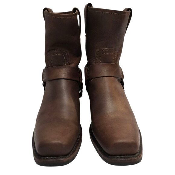 FRYE 8R Harness Short Boot Brown Oiled Leather Western Cowgirl Moto Engineer - Picture 3 of 10